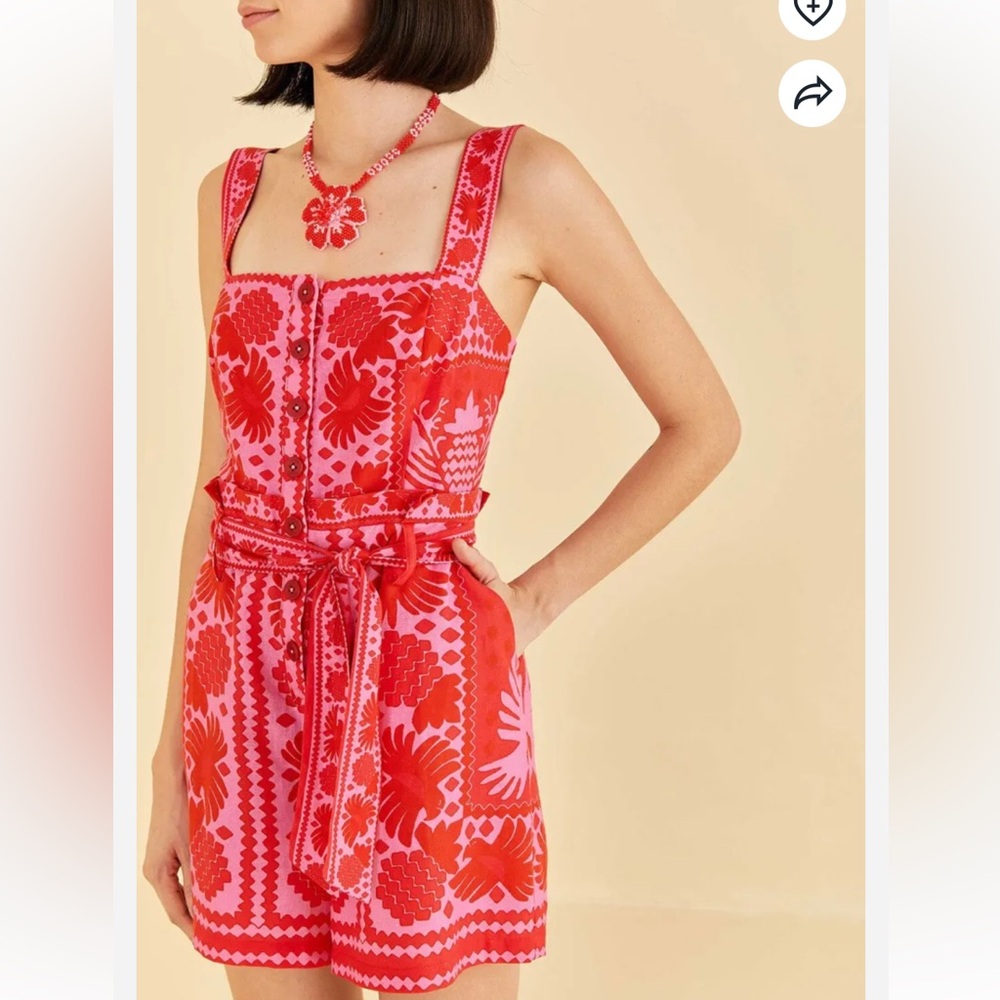 FARM Rio Red Jungle Scarf Romper (XS)